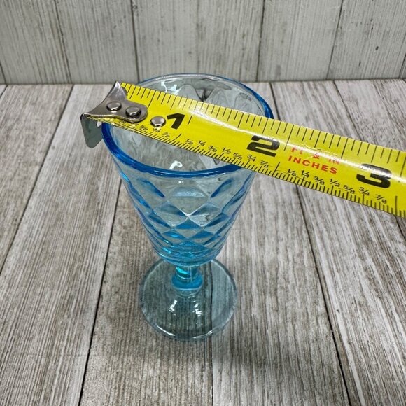 Vtg EAPG Bryce Brothers Style Shot Glass Diamond Quilted Aqua Blue Glass 4" Tall - Picture 8 of 11